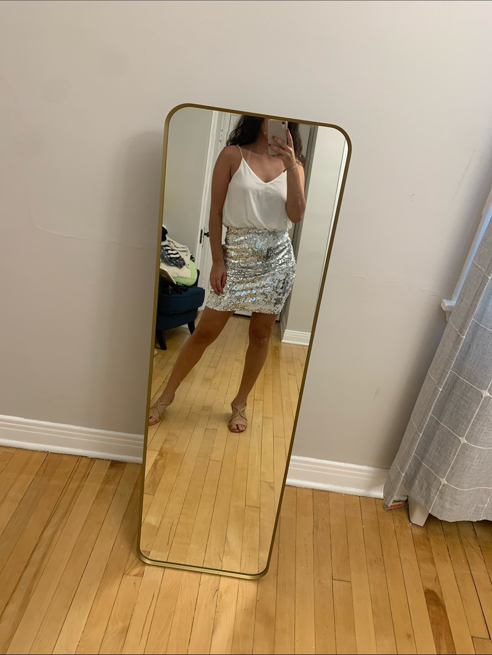 TFNC White Silver Sequin Dress